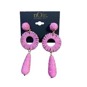 NOIR Goldtone Pink Rope Dangle Drop Earrings